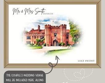 Personalised Wedding Venue Print: Mr & Mrs Card