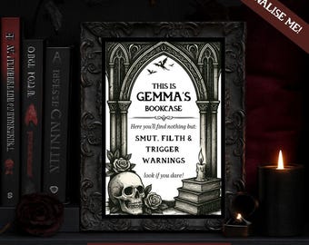 Personalised Gothic Bookcase Art Print: Dark Romance Gift, 4x6''