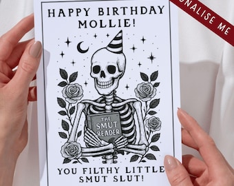 Personalised Smut Lover Birthday Card | Dark Romance Skeleton