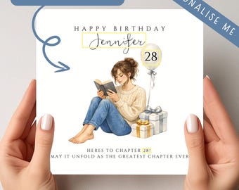 Personalised Book Birthday Card: Bookworm Gift with Bookmark | Book Lover | Smut