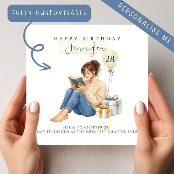 Personalised Book Birthday Card: Bookworm Gift with Bookmark | Book Lover | Smut
