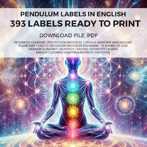 Digital Jewish pendulum labels, ready to print | 393 Labels in English | Jewish Pendulum Dowsing and Spirituality