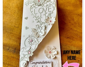 handgearbeitete Hochzeitskarte x tri-gold