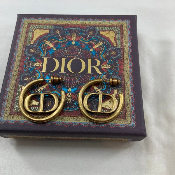 Original Christian Dior gold earrings with box