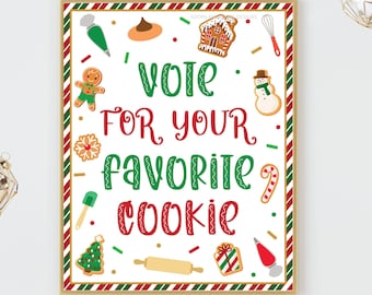 Christmas Cookie Contest Sign, Christmas Cookie Contest Voting Ballots, Christmas Cookie Contest