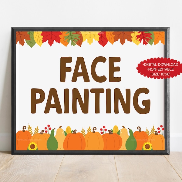 Fall Face Paint Sign Face Painting Sign - Etsy