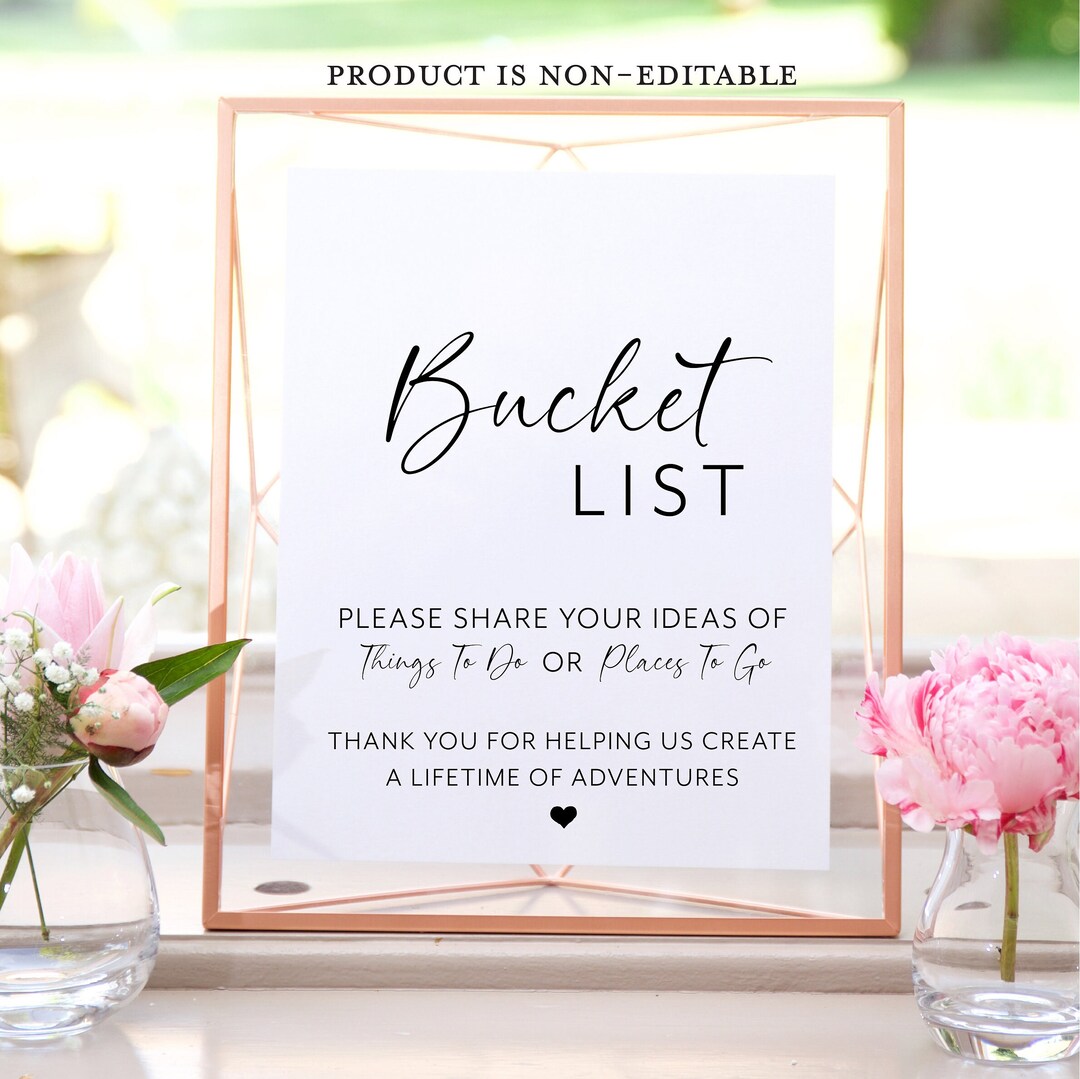 Wedding Bucket List Wedding Bucket List Sign Bridal Shower Etsy