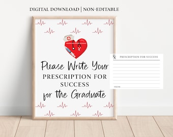 Prescription For Success Sign, Prescription For Success Cards, Nurse Graduation Signs, Printable Nurse Graduation Signs