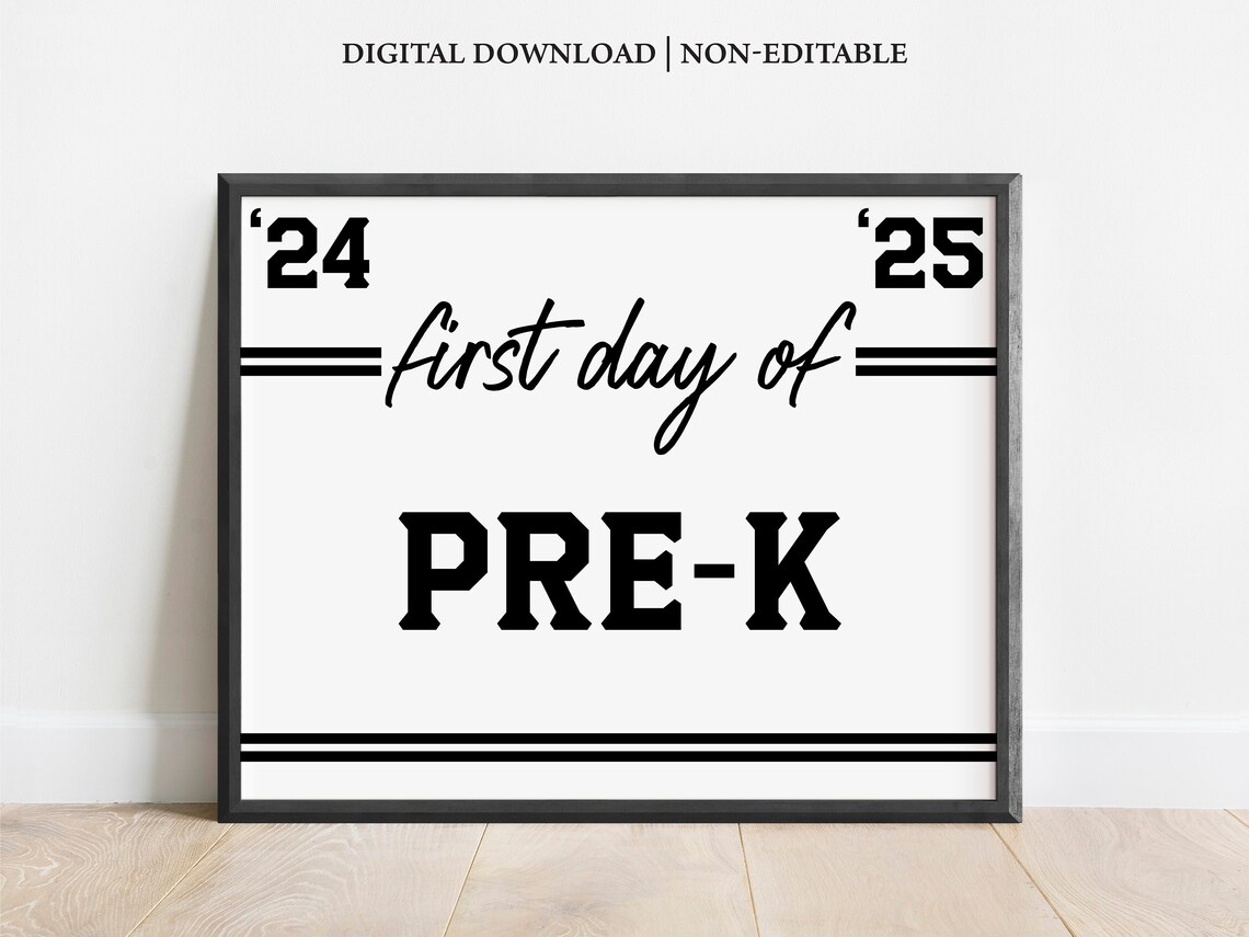 First Day of Pre K Sign, Printable First Day of Pre K Sign, First Day of Pre K, Back to School ...