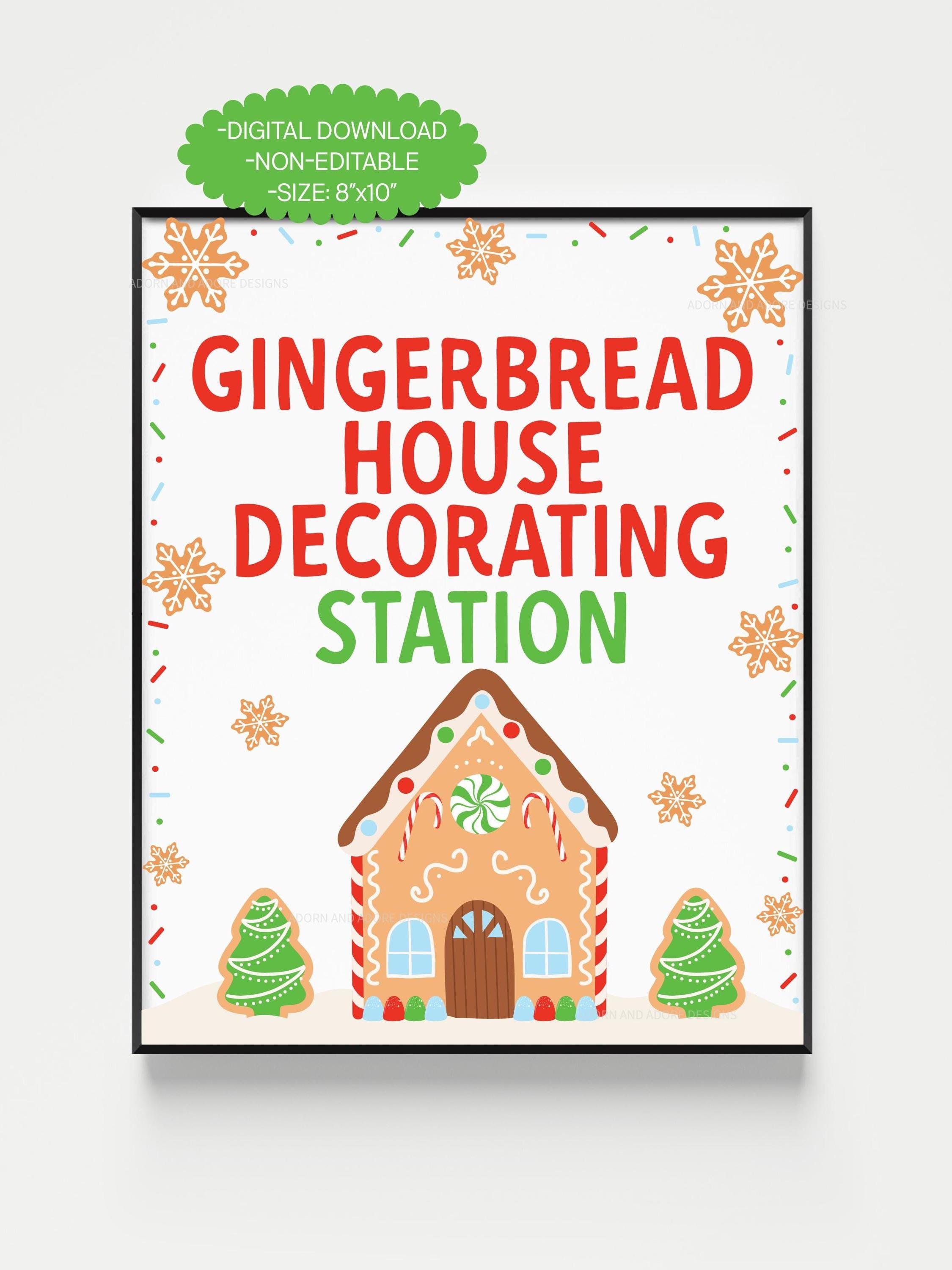 Gingerbread House Decorating Station Sign, Gingerbread House Decorating ...