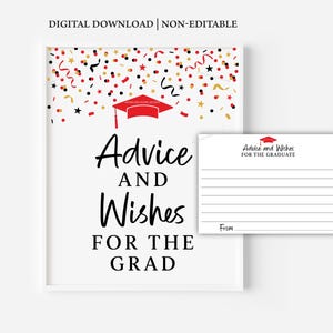 Consejos y deseos de graduación, letreros con consejos de graduación, tarjetas con consejos de graduación, letreros con consejos y deseos de graduación, letreros de graduación imprimibles