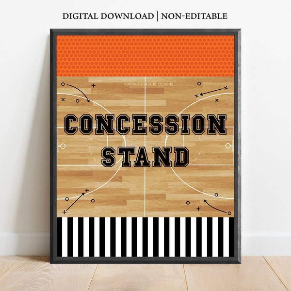 Concession Stand, Concession Stand Sign, Basketball Party, Basketball Party Sign, Basketball Party Signs