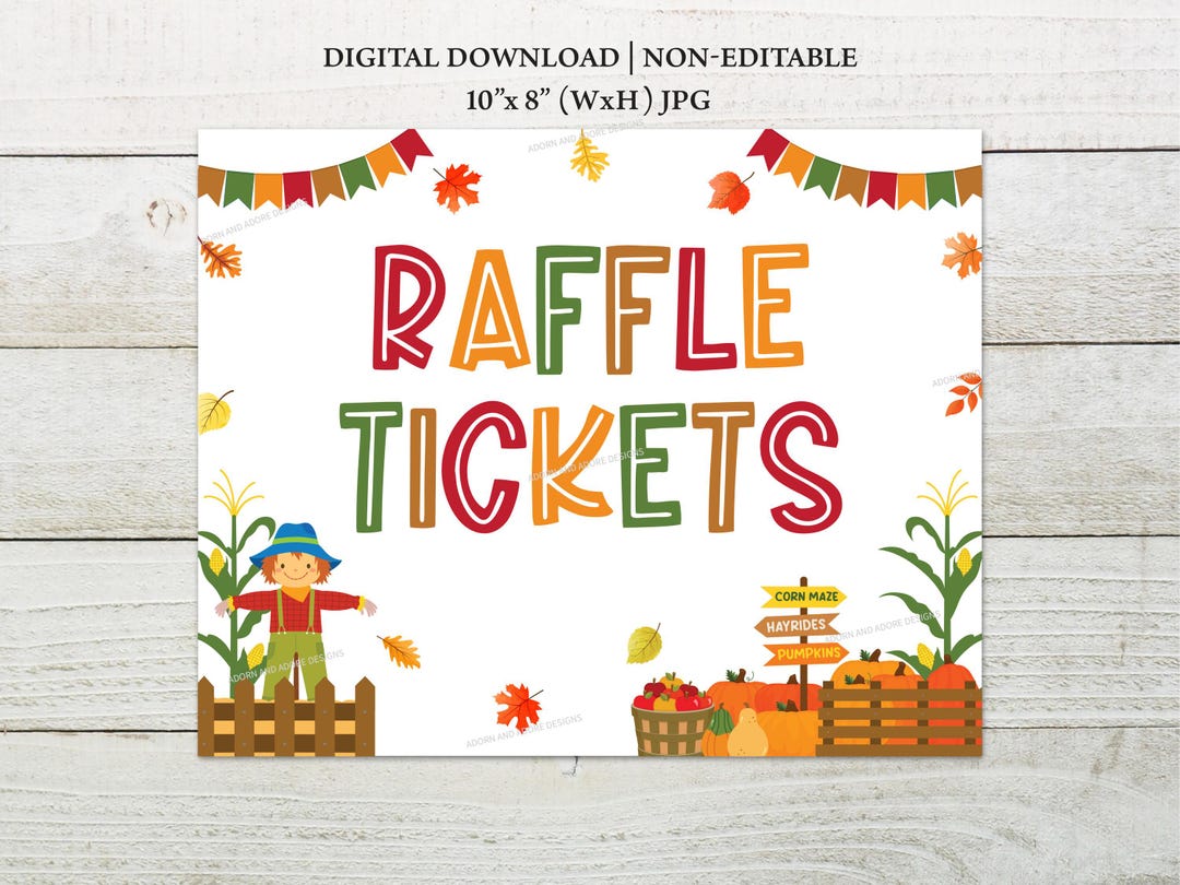 Fall Raffle Signage Raffle Tickets, Fall Festival Signs, Harvest Festival Signs, Fall ...