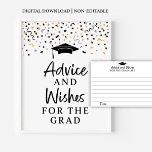 Consejos y deseos de graduación, letreros con consejos de graduación, tarjetas con consejos de graduación, letreros con consejos y deseos de graduación, letreros de graduación imprimibles