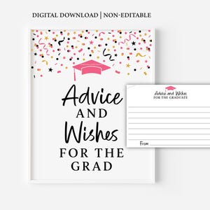 Consejos y deseos de graduación, letreros con consejos de graduación, tarjetas con consejos de graduación, letreros con consejos y deseos de graduación, letreros de graduación imprimibles
