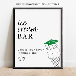 Graduation Ice Cream Bar, Graduation Ice Cream Bar Sign, Printable Ice Cream Bar Sign, Graduation Signs, Printable Graduation Signs