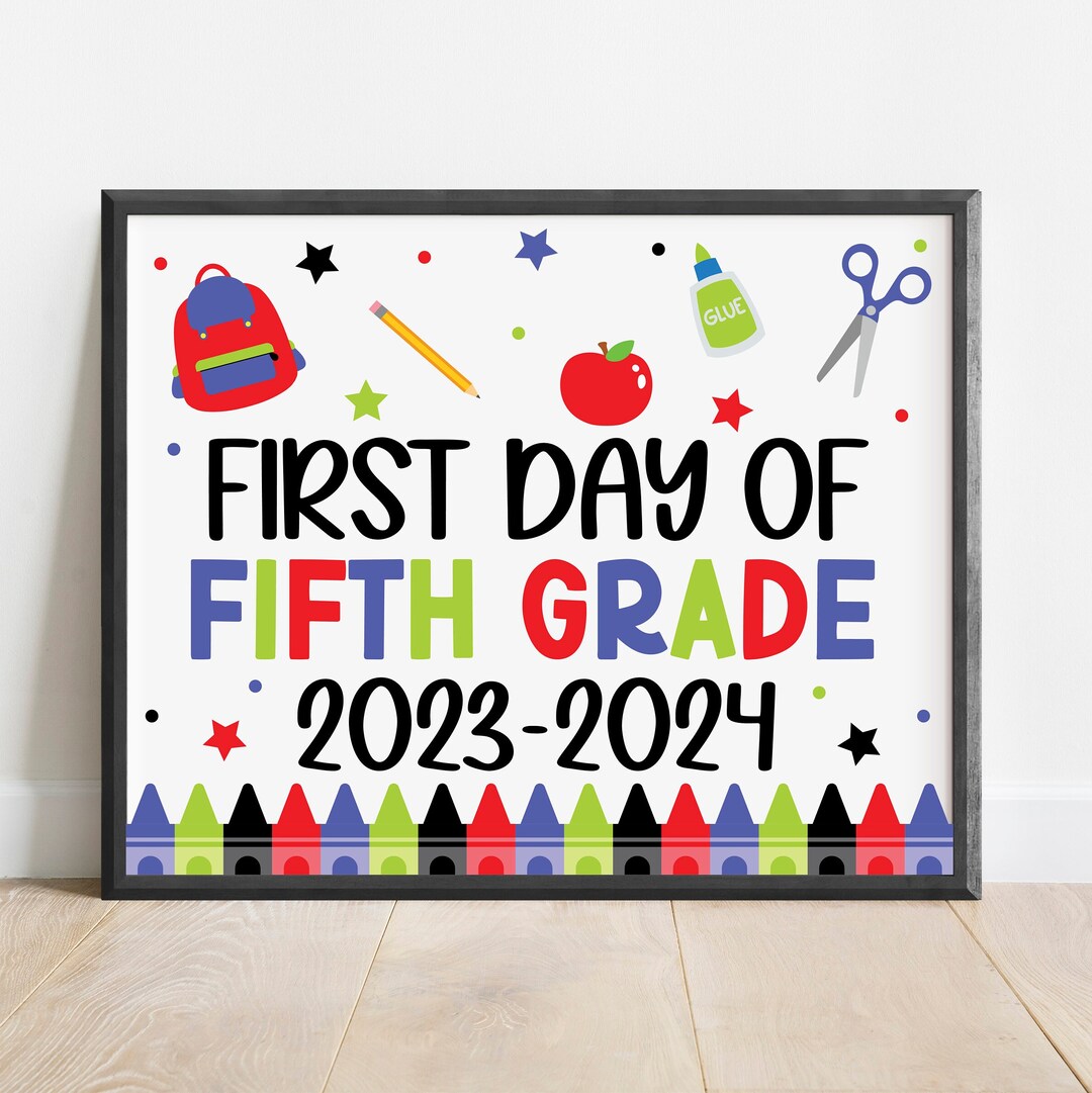 First Day Of 5th Grade Sign Printable First Day Of 5th Grade Etsy