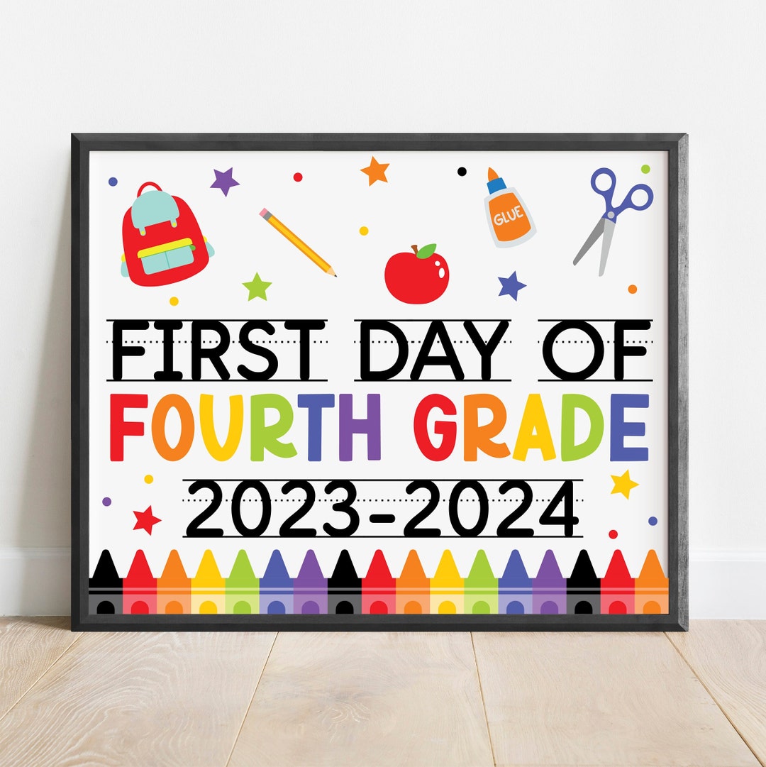 First Day of 4th Grade Sign Printable First Day of 4th Grade - Etsy