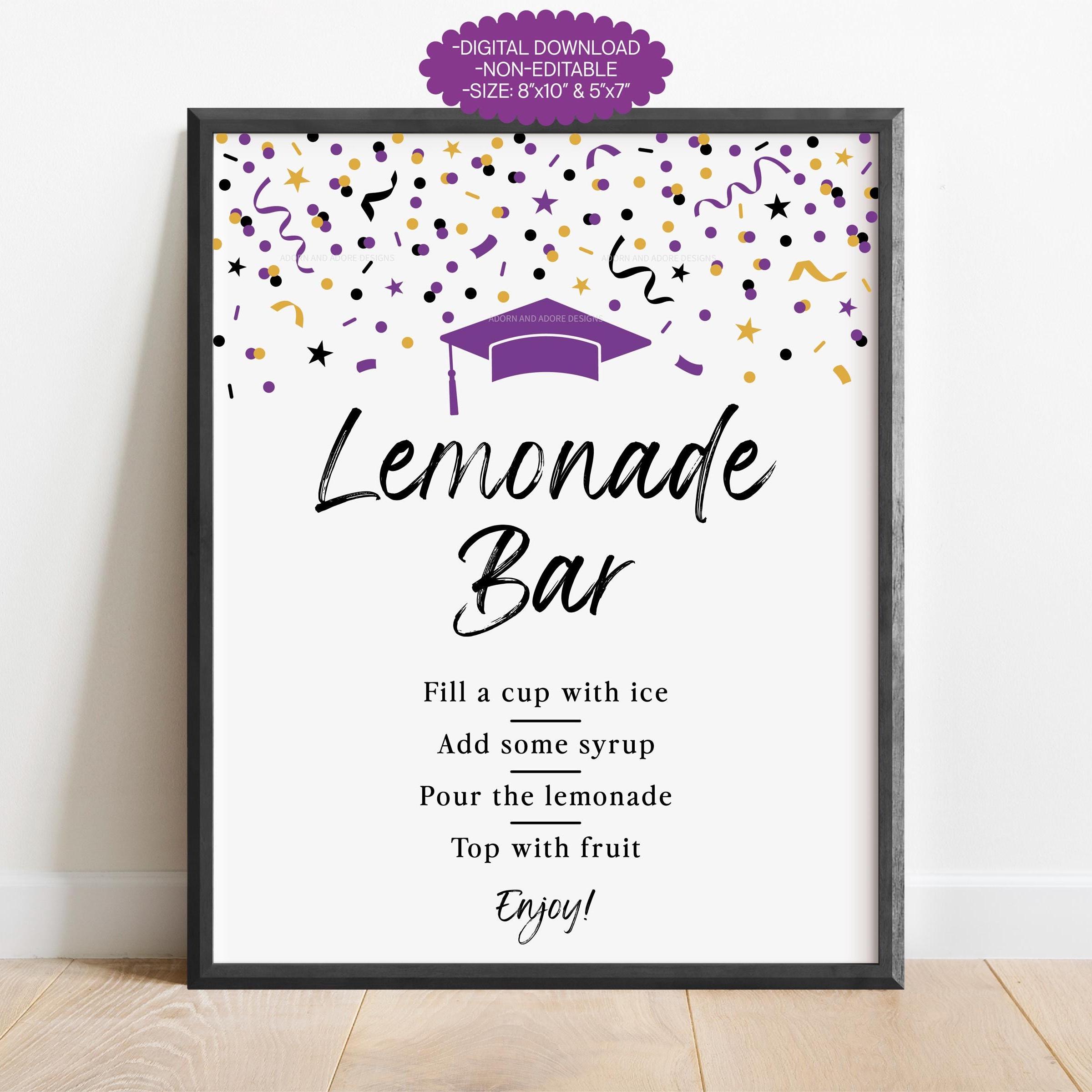 Graduation Lemonade Stand Sign Graduation Lemonade Bar Sign, Printable Party Decor, Graduation Food ...