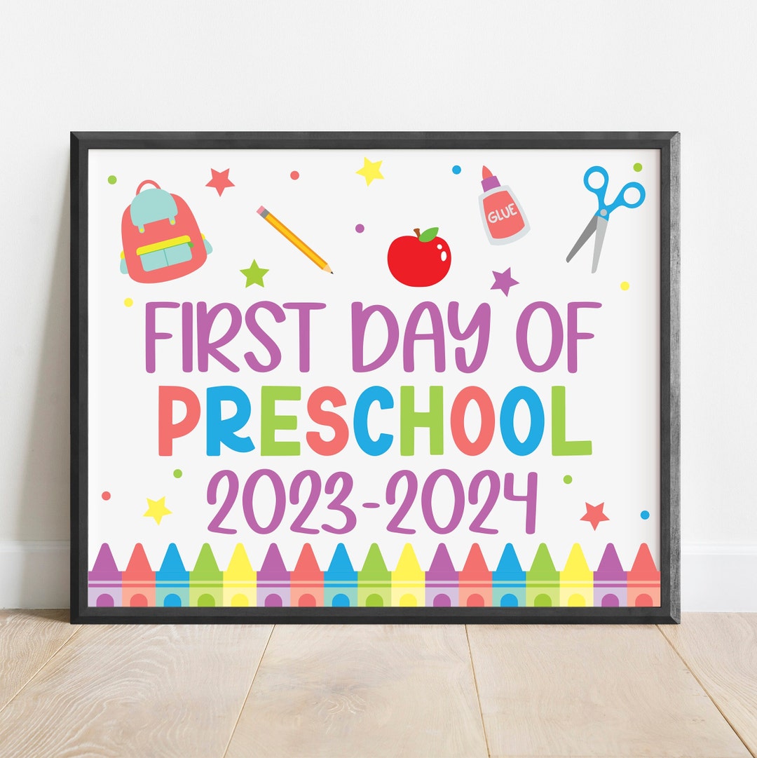 First Day Of Preschool Sign Printable First Day Of Preschool Etsy 