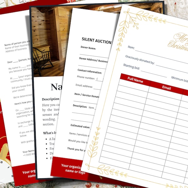 Silent Auction Bid Sheet Christmas Etsy