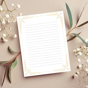 Papelería de escritura de cartas con borde dorado - Membrete Descarga digital Canva