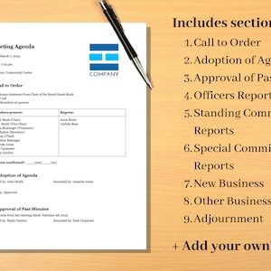Robert #39 s Rules Agenda Template in Word and Google Docs Editable Robert #39 s Rules Agenda Template in Word and Google Docs Editable