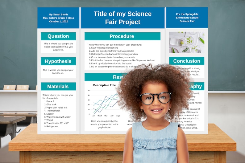 Science Fair Poster Template Design for a 48x36 Display Board Etsy