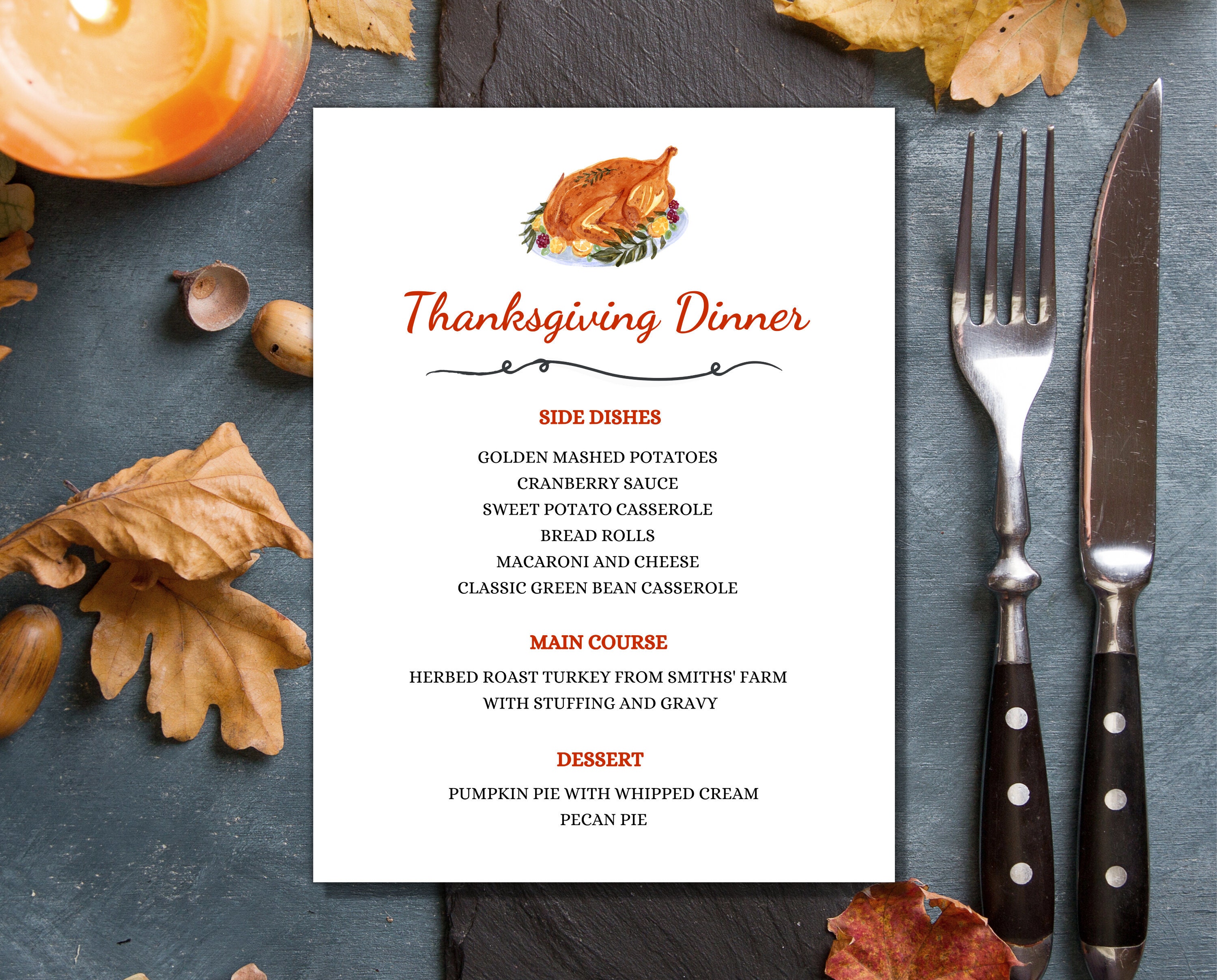 Thanksgiving Dinner Menu Template Friendsgiving Menu Card Etsy