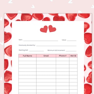 Silent Auction Bid Sheet - Printable