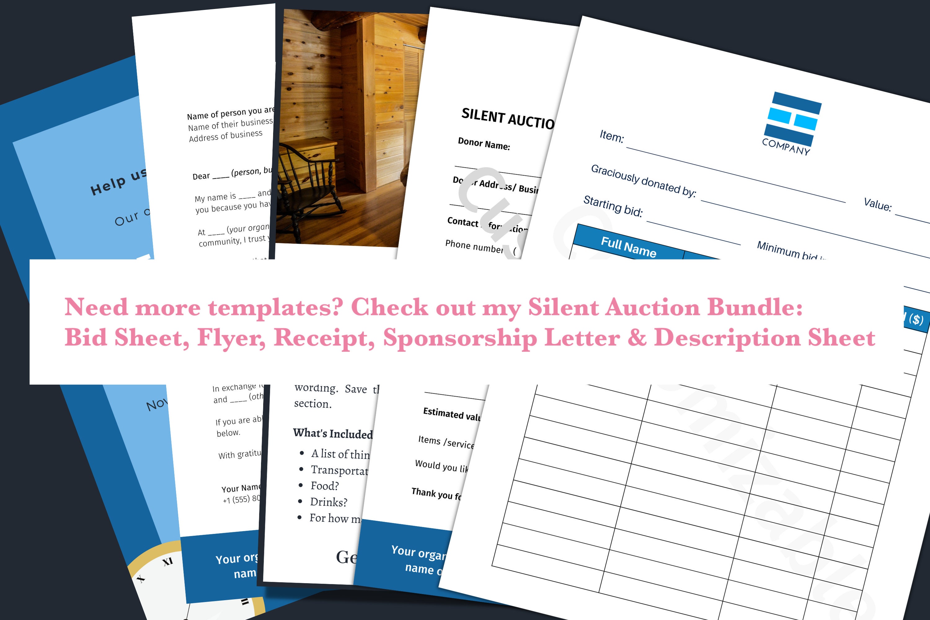 Silent Auction Bid Sheet Ready to Print PDF Black Ink Only - Etsy