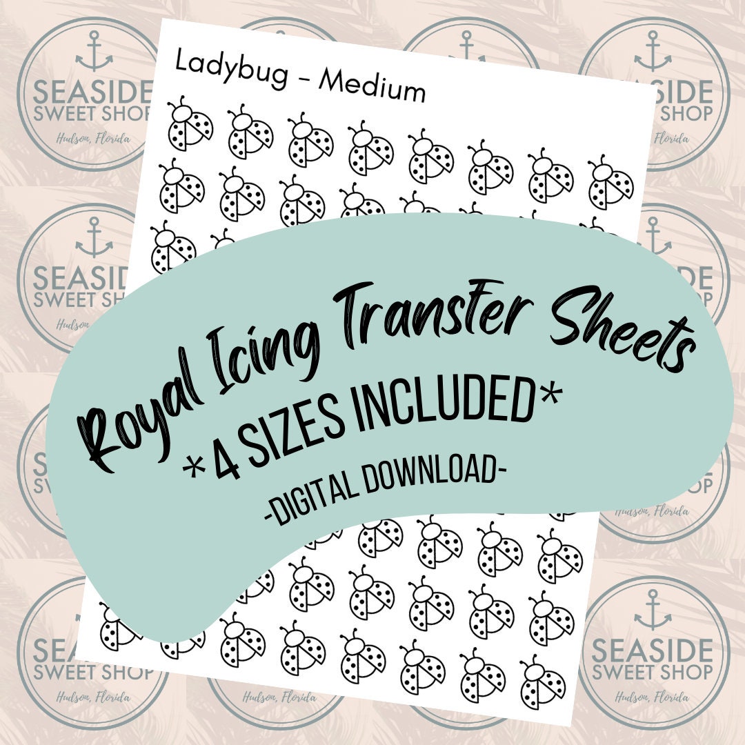 Ladybugs Royal Icing Transfer Sheets 4 Sizes digital Download .PNG Etsy