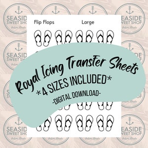 Flip Flops - Royal Icing Transfer Sheets (4 Sizes) *Digital Download - .PNG*