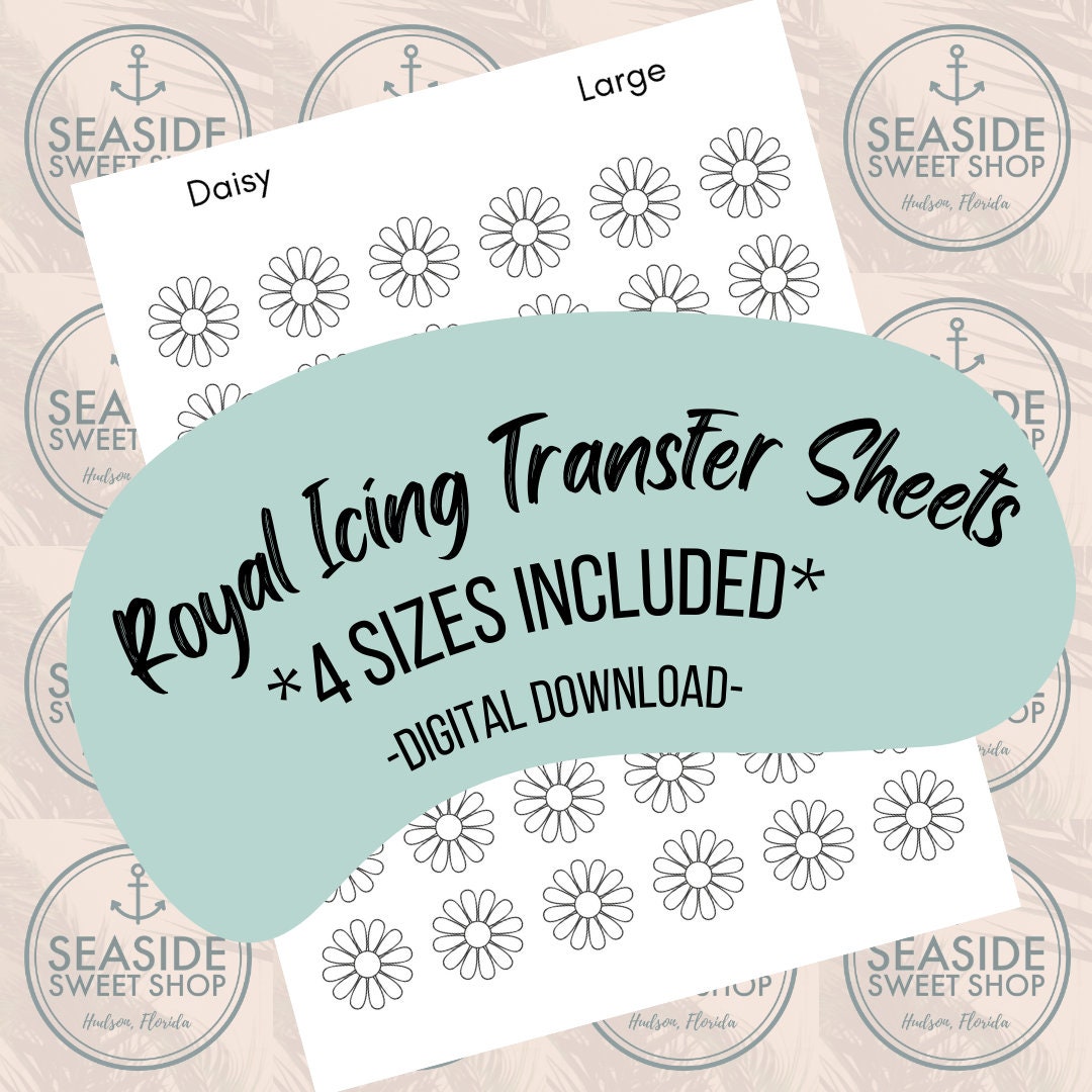 Daisy Royal Icing Transfer Sheets 4 Sizes digital Download .PNG Etsy