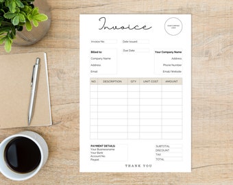 Invoice Templates Printable Editable Canva - Etsy