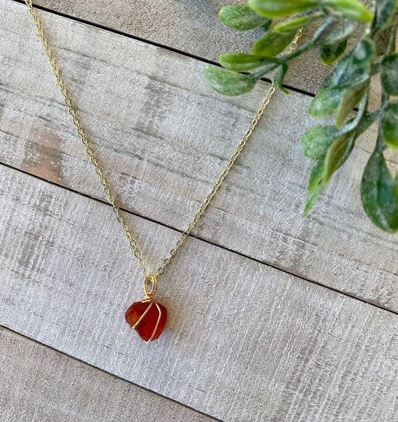 Raw Carnelian Necklace Dainty Carnelian Necklace Carnelian
