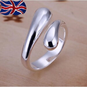 925 Sterling Silver plt Adjustable Silver Ring Leaf Thumb Finger Rings Band Gift