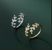 S925 Sterling silver , 14k Gold plated & Rose Gold Leaf ring adjustable diamond ivy leaf Gift 