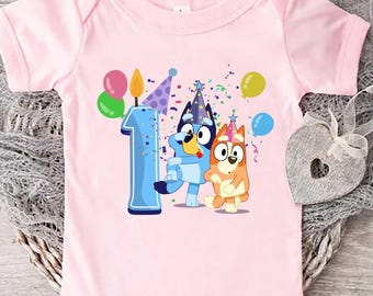 Body personalizado de perro azul para cumpleaños, camiseta infantil de dibujos animados
