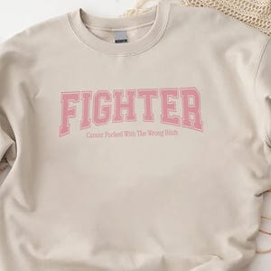 Preppy Breast Cancer Fighter Sweatshirt, Funny Cancer Pullover, Cancer Awareness Sweater, Cancer Survivor Gift, Cute Support Squad Crewneck