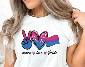 Bisexual Shirt,Bi Pride Tshirt,Bisexual Flag Gift,LGBTQ Tee,Peace Love Pride Gay Shirt,Bisexual Tshirt,Love Is Love Tee,LGBTQ Support Shirt
