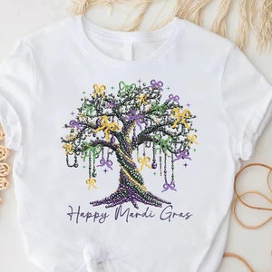 Happy Mardi Gras Tree Shirt,Mardi Gras Bead Tree Tee, Mardi Gras Bead Shirt, Mardi Gras Fat Tuesday Gift, Mardi Gras Women Shirt, NOLA Shirt