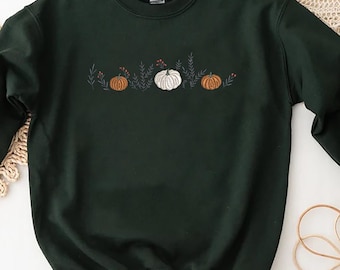 Embroidered Mushroom Sweatshirt, Fall Cozy Season, Pumpkin Thanksgiving Apparel