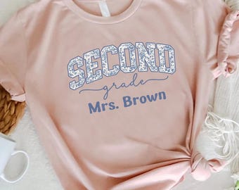 Camiseta personalizada para maestro de segundo grado, camiseta de regreso a clases