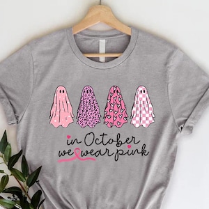 Breast Cancer Awareness Ghost T-Shirt, In October We Wear Pink