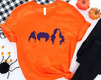 Spooky Witch Sisters Shirt, Witch Hair Silhouettes Tee, Funny Halloween Party T-Shirt