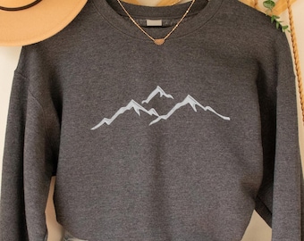 Embroidered Mountain Sweatshirt,Mountain Outdoors Embroidery Sweat,Hiking Sweater,Hiker Gift,Family Camp Shirt,Camping TShirt,Climbing Gift