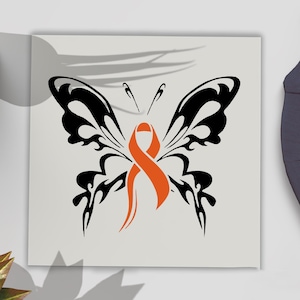 Leukemia Warrior DTF Print,Orange Butterfly Ribbon Heat Transfer,Cancer Survivor Iron On, MS Awareness Png, Leukemia Awareness Butterfly Png