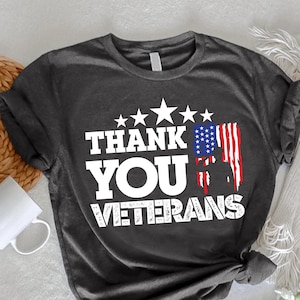 Thank You Veterans T-Shirt, Patriotic USA Flag, Military Tee