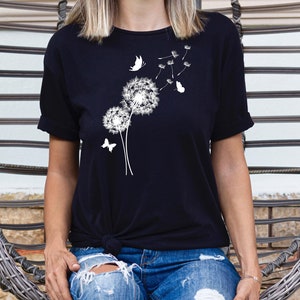 Dandelion Shirt,Wild Flower Tshirt,Dandelion And Butterfly Tee,Yoga Instructor Gift,Inspirational Gift,Boho Dandelion Mom Gift,Women Shirts